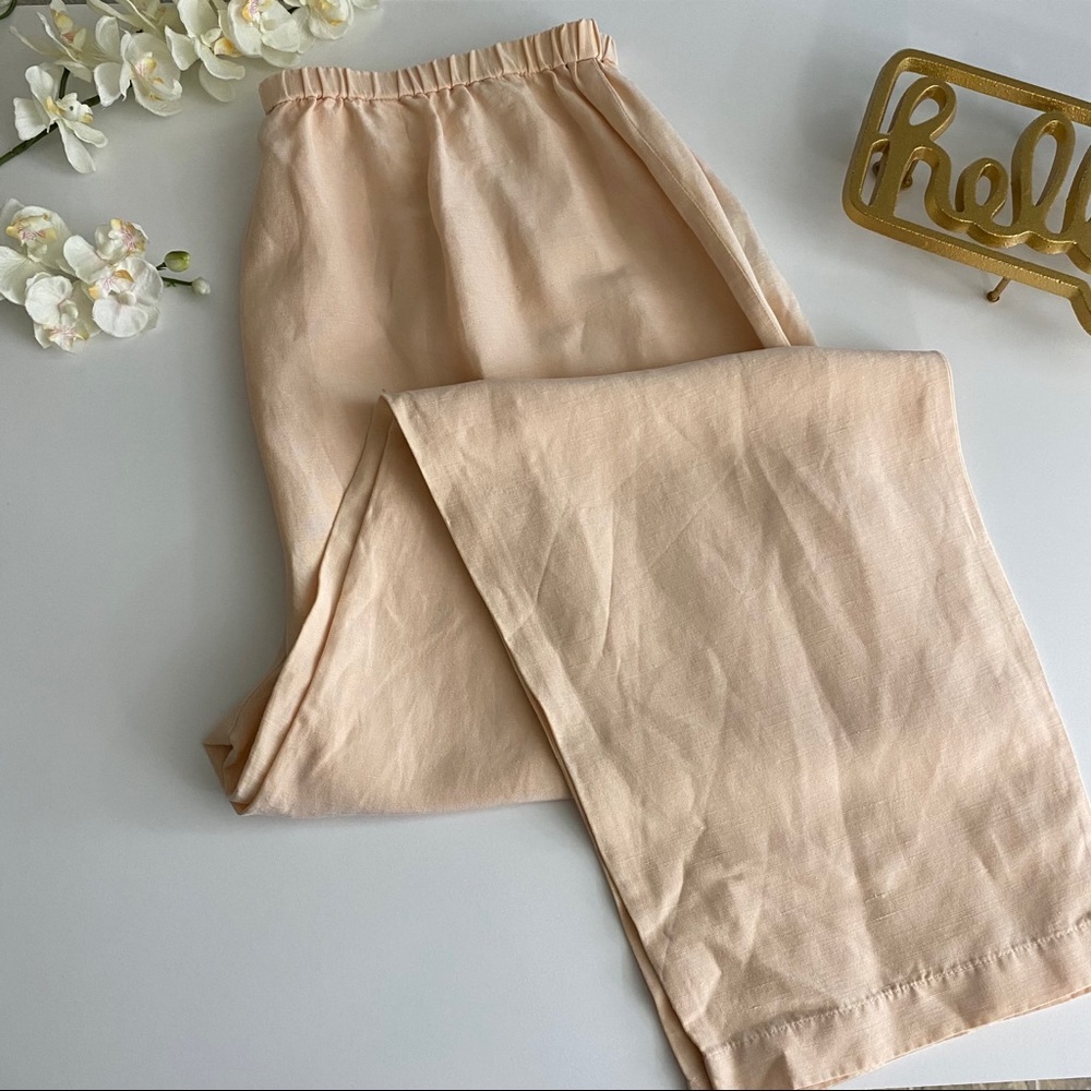Eileen Fisher Silk Linen Pants Coral Peach, Size L - Picture 2 of 7